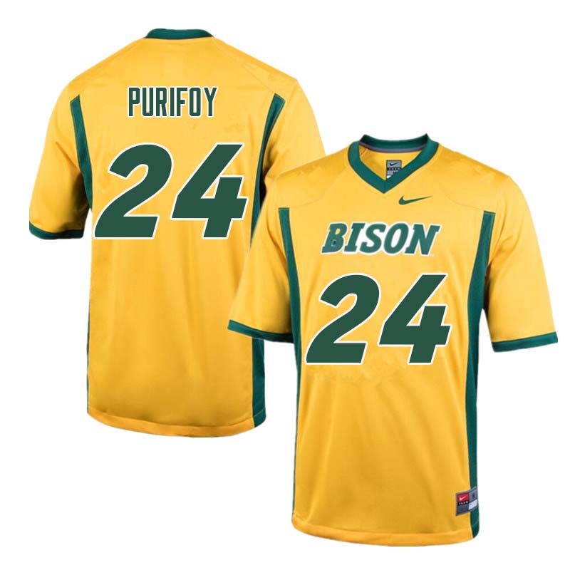 Men #24 Demaris Purifoy North Dakota State Bison College Football Jerseys Sale-Yellow